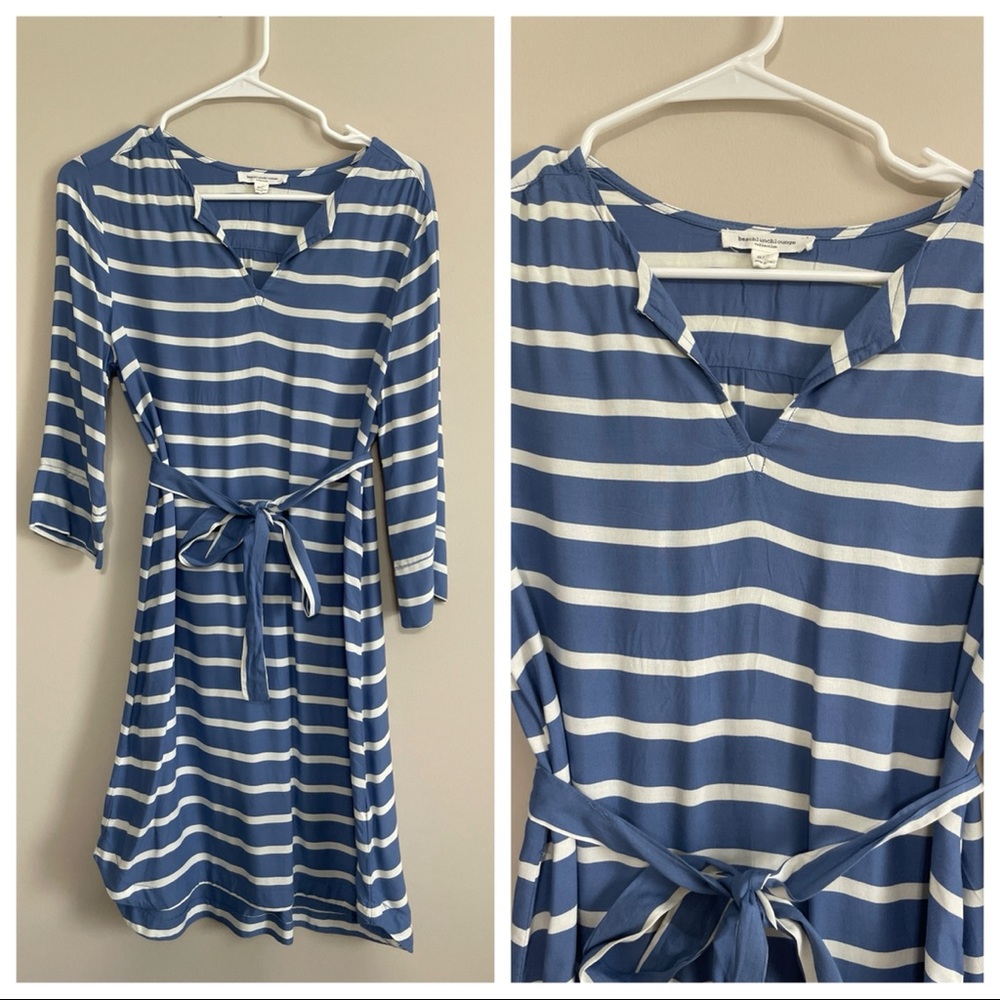 NWOT Blue striped tunic dress / swin cover-up S/P